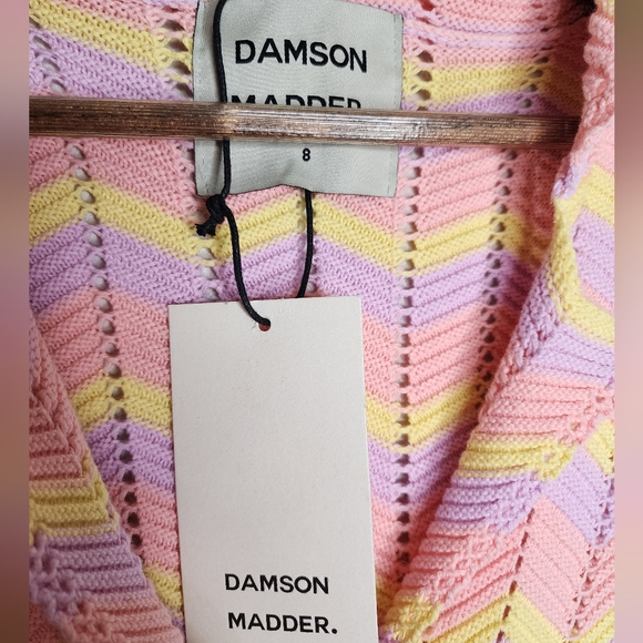 Damson Madder Button Front Crochet Shirt in Pink Zigzag Size 8 New With Tags - Picture 8 of 8